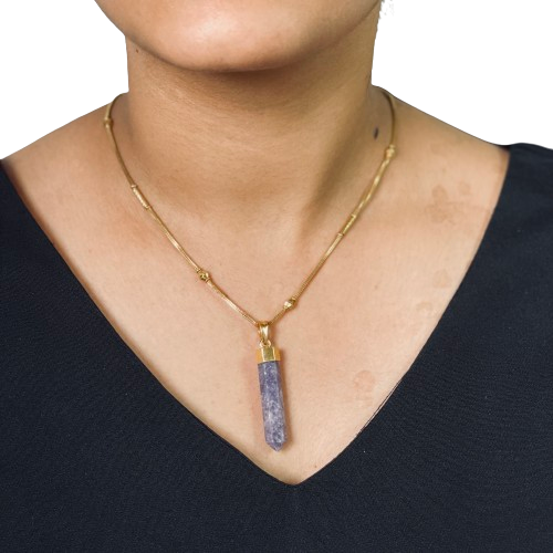 Gold Pendant - Lepidolite