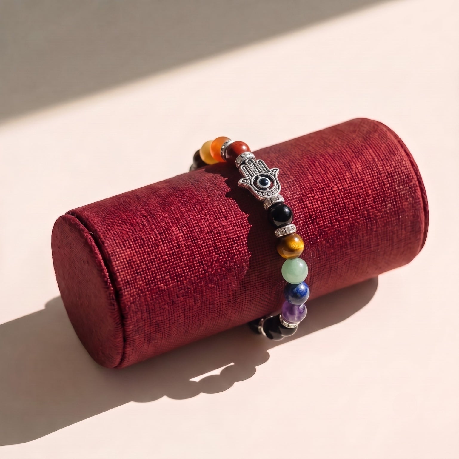 Seven Chakra Black Onyx Bracelet