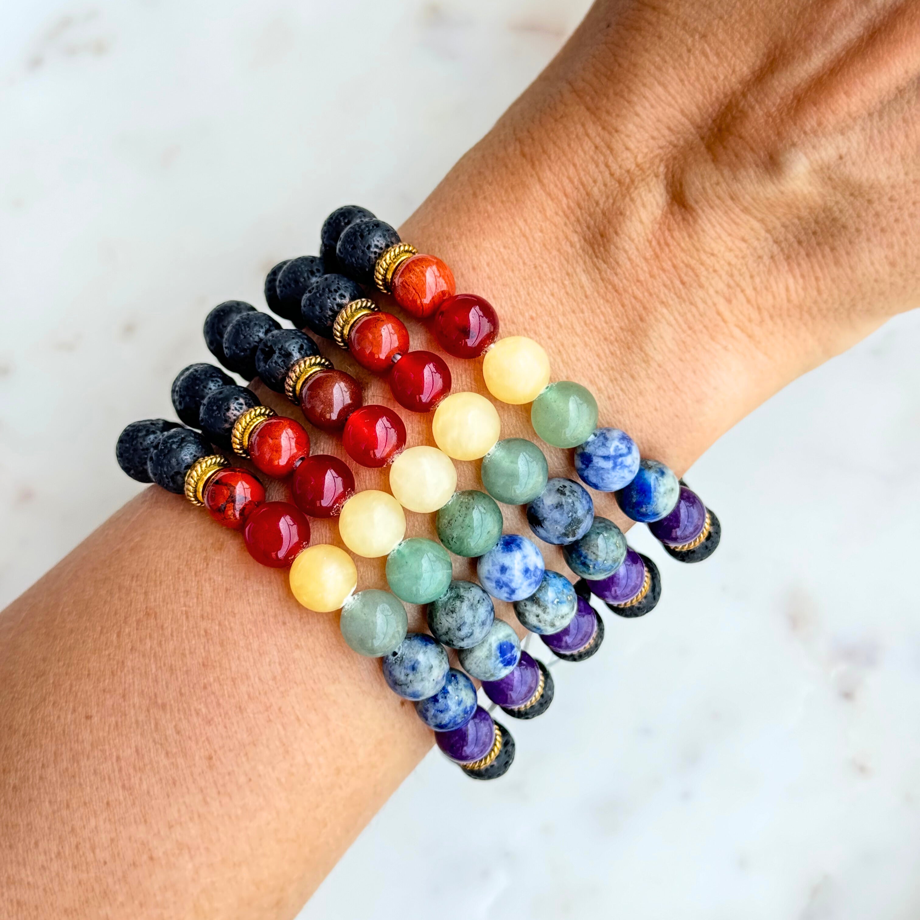 Seven Chakra Lava Bracelet - HappyRuH