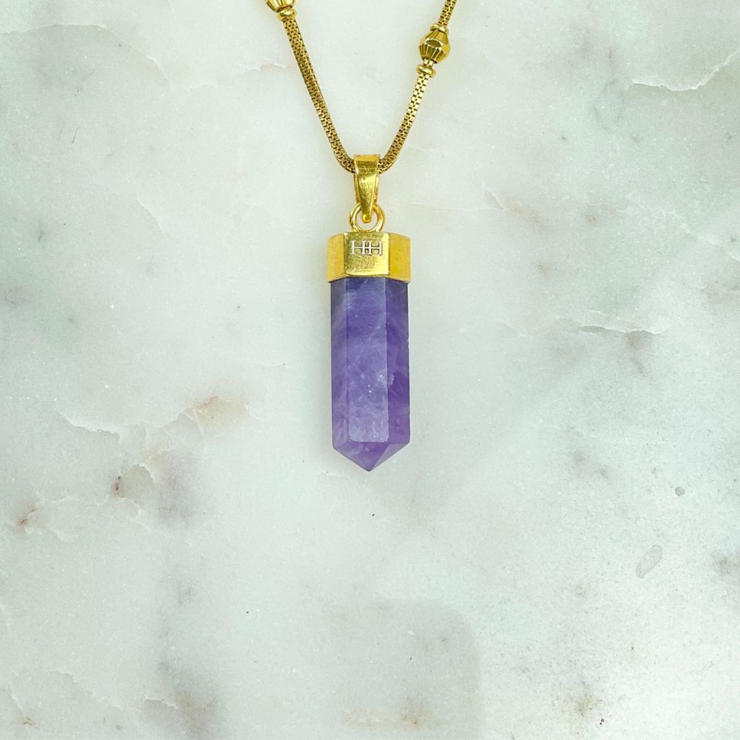 Gold Pendant - Amethyst