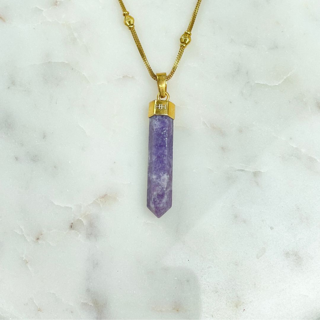 Gold Pendant - Lepidolite