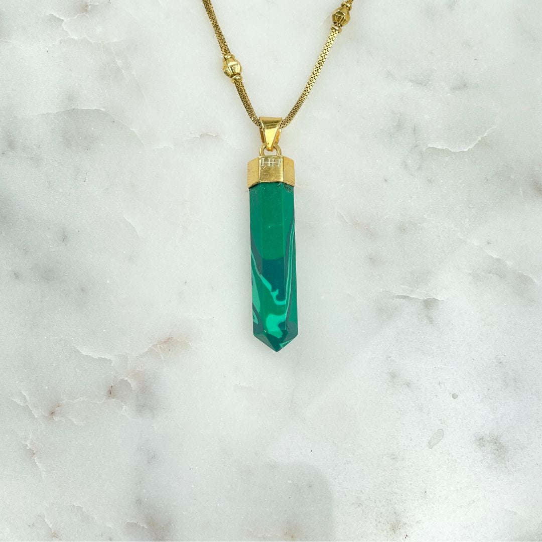 Gold Pendant - Malachite