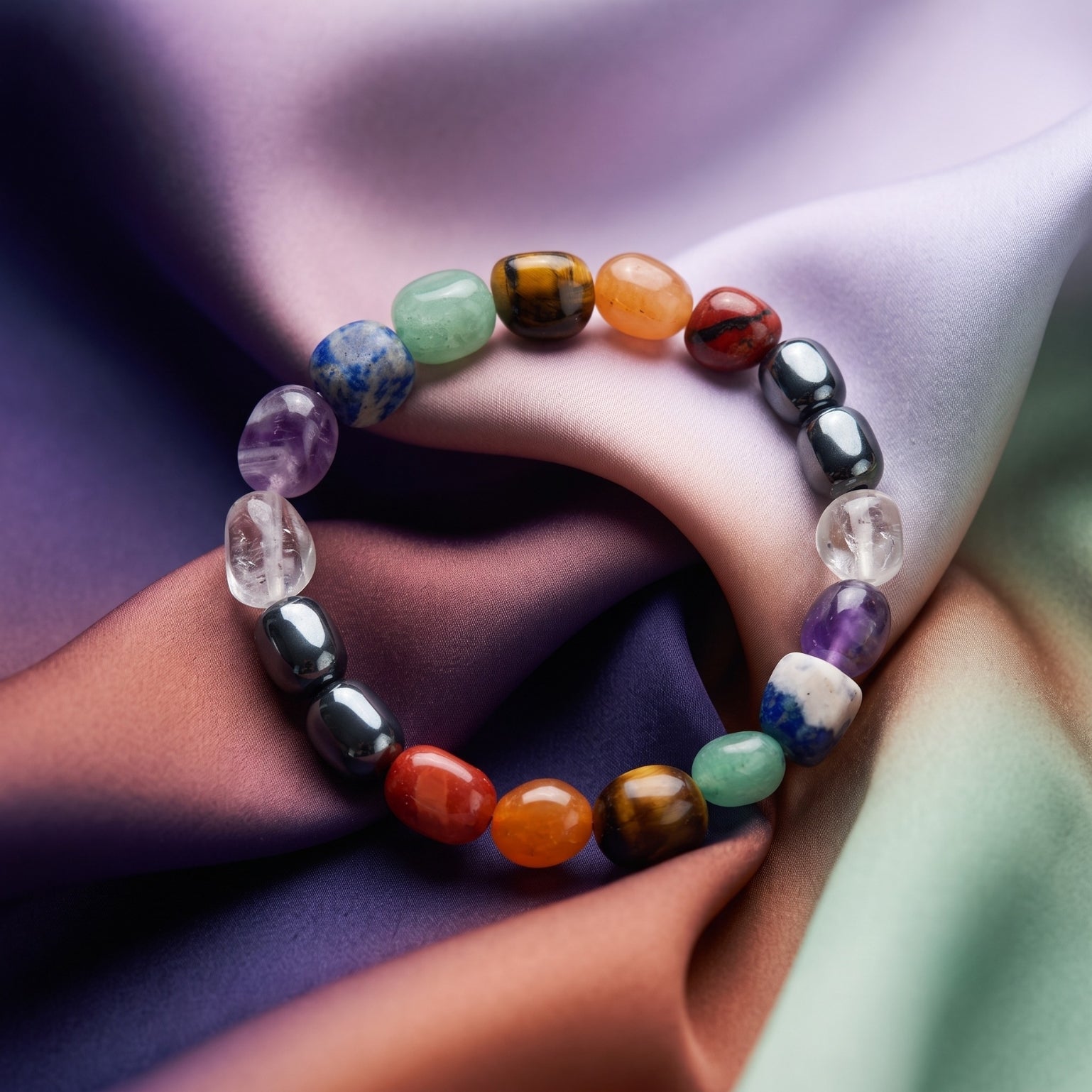 Seven Chakra Tumbled Bracelet