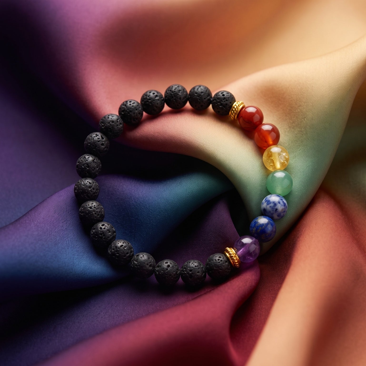 Seven Chakra Lava Bracelet
