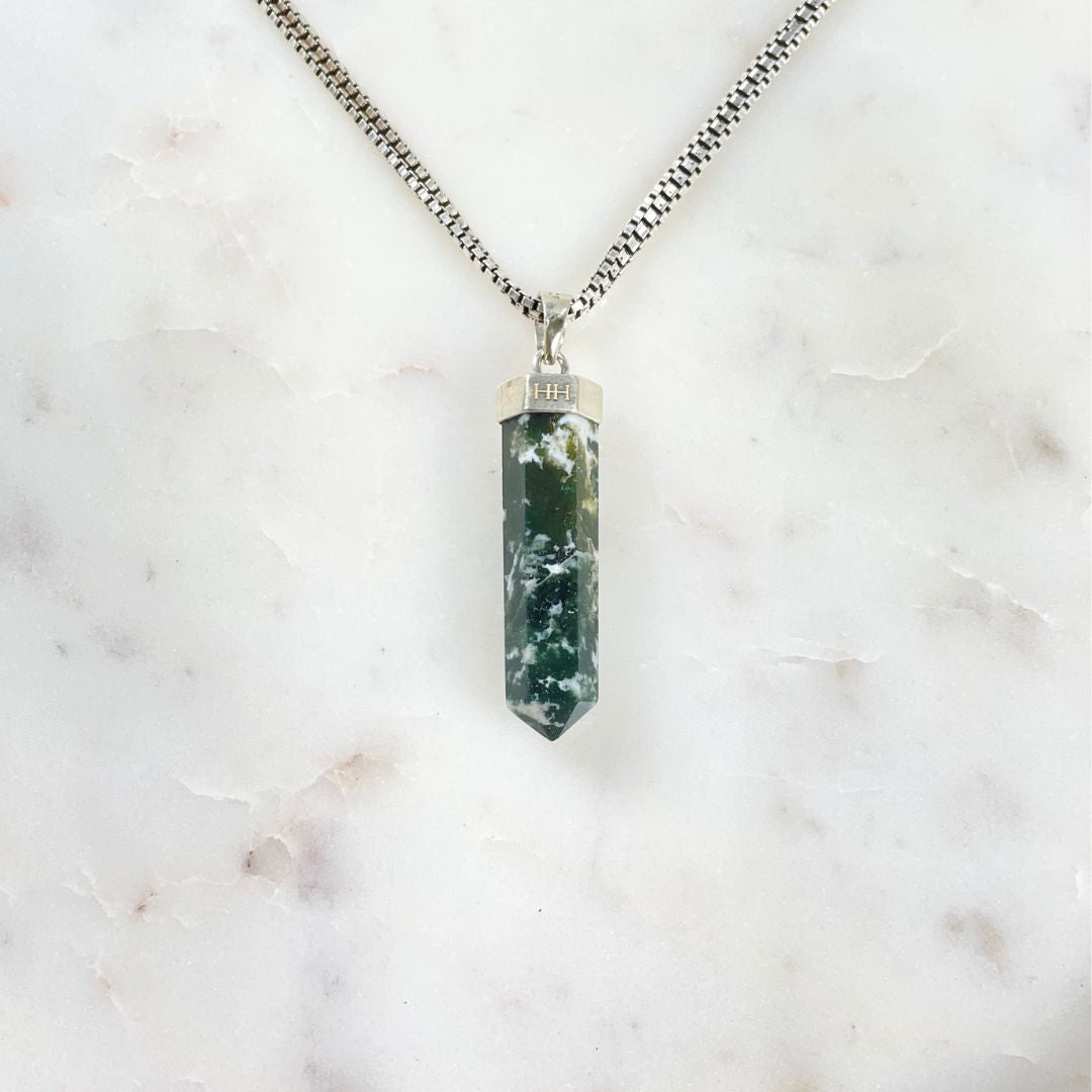 Silver Pendant - Moss Agate