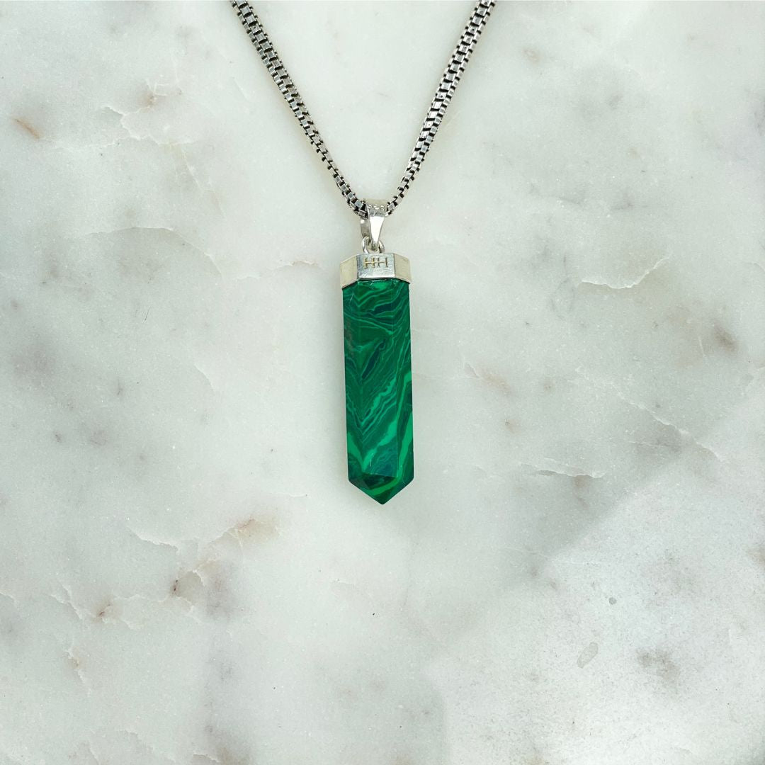 Silver Pendant - Malachite