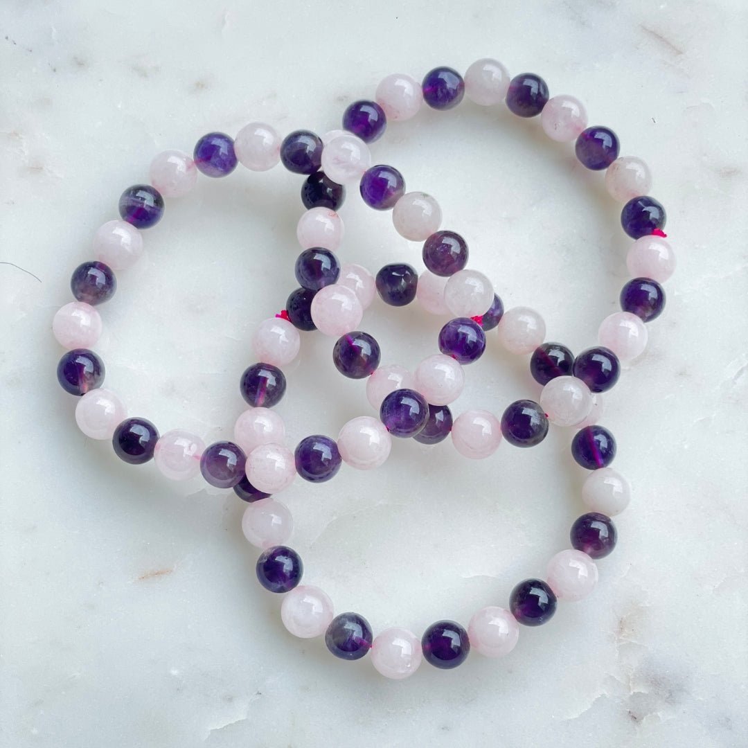 Amethyst Rose Quartz 8MM Bracelet - HappyRuH