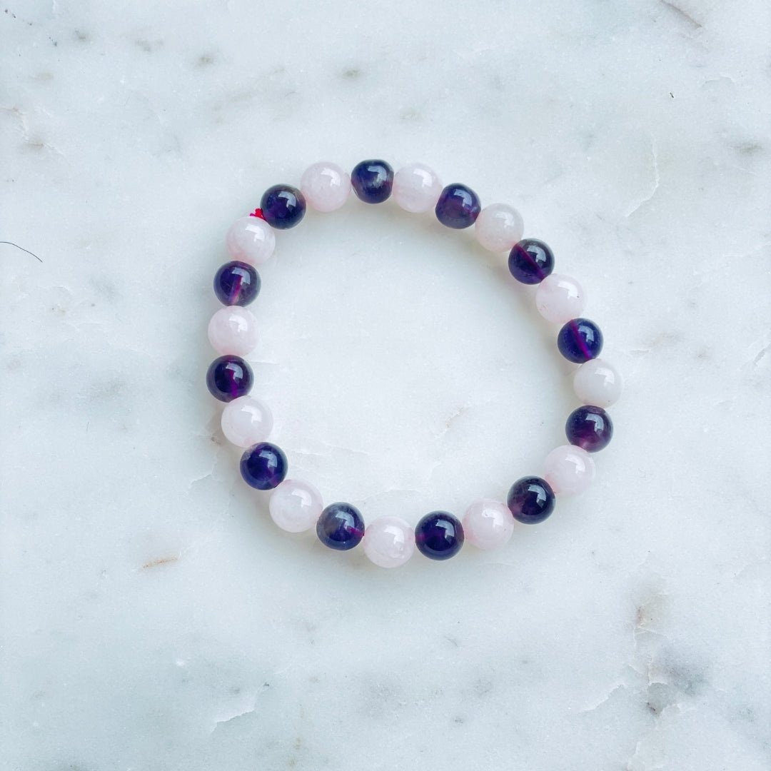 Amethyst Rose Quartz 8MM Bracelet - HappyRuH