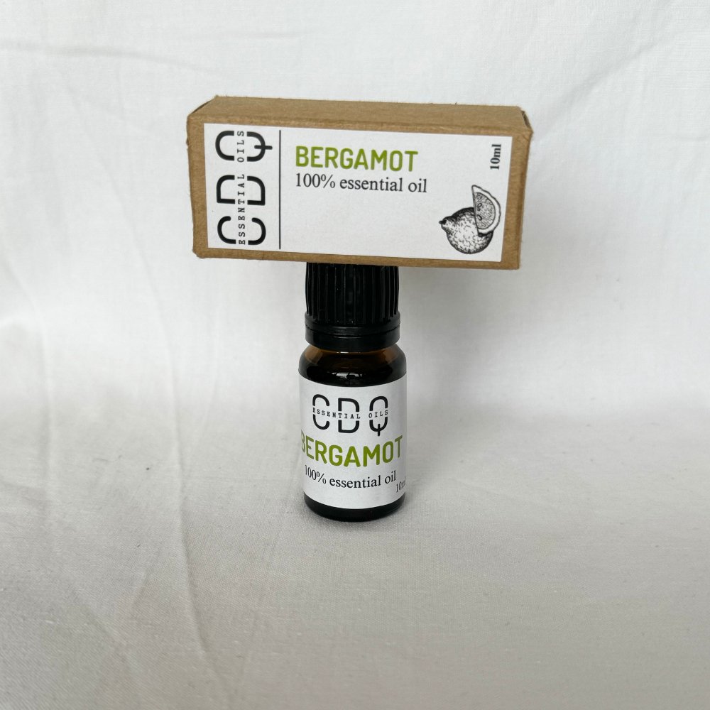 Bottle of pure bergamot essential oil with refreshing citrus aroma, ideal for aromatherapy, mood-lifting, and skincare routines