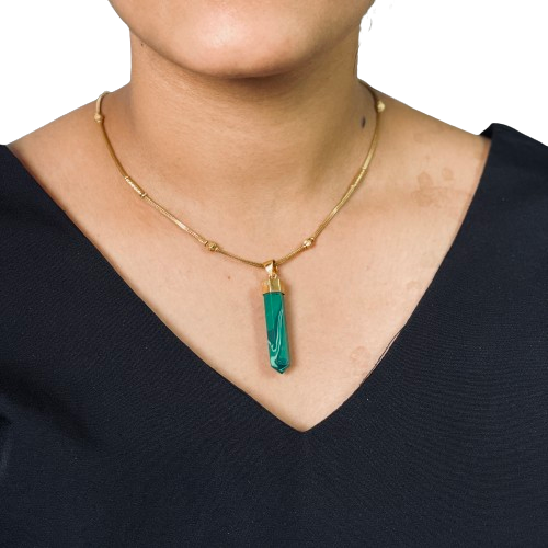 Gold Pendant - Malachite