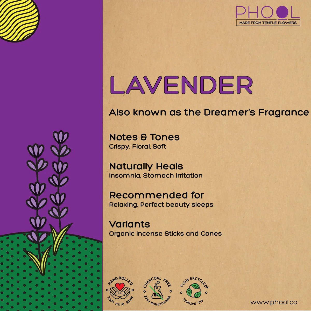 PHOOL NATURAL INCENSE CONES - LAVENDER - HappyRuH