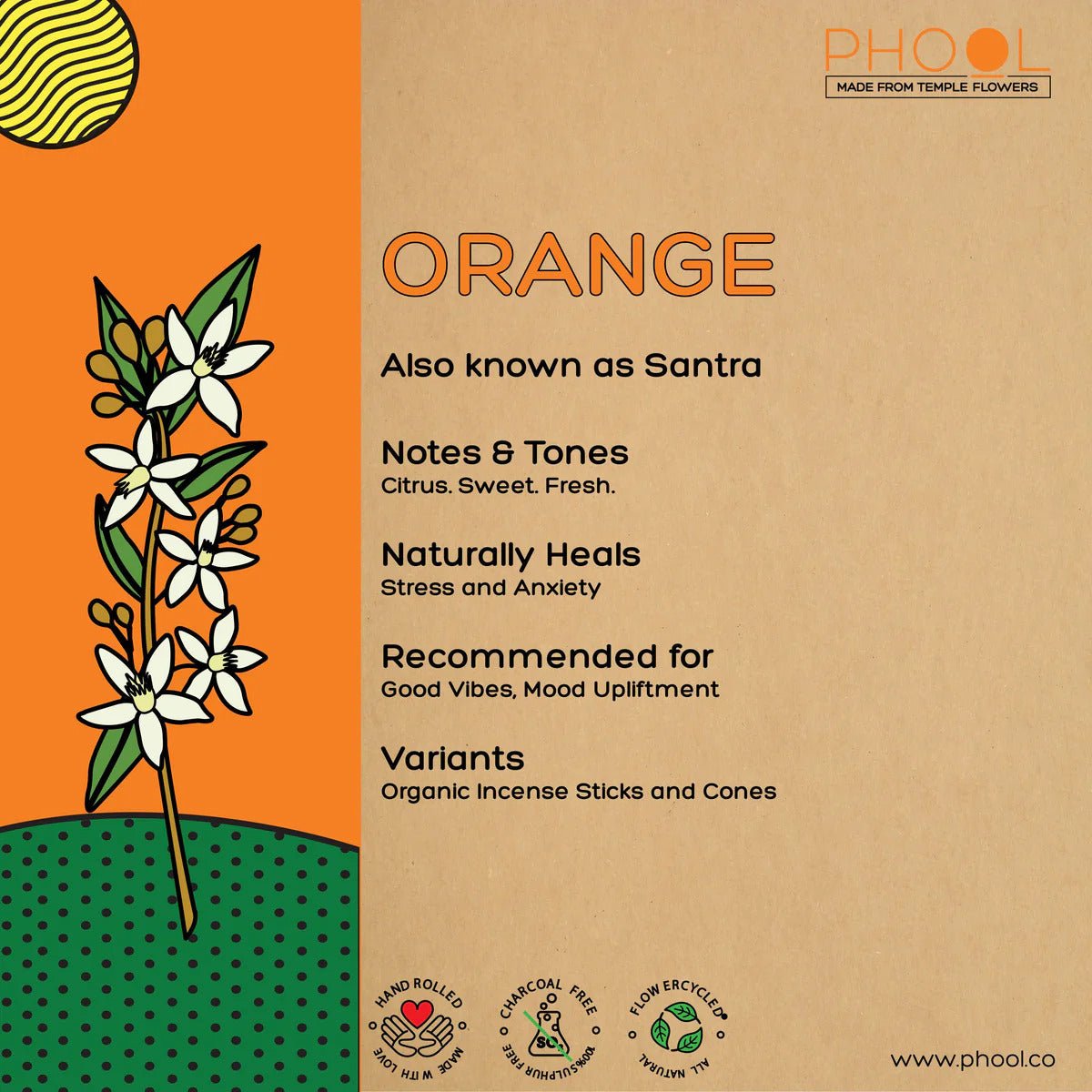 PHOOL NATURAL INCENSE CONES - ORANGE - HappyRuH