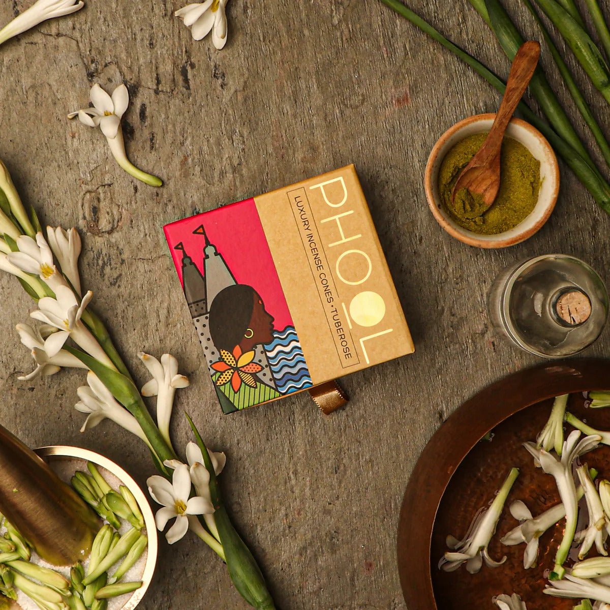 PHOOL NATURAL INCENSE CONES - TUBEROSE - HappyRuH