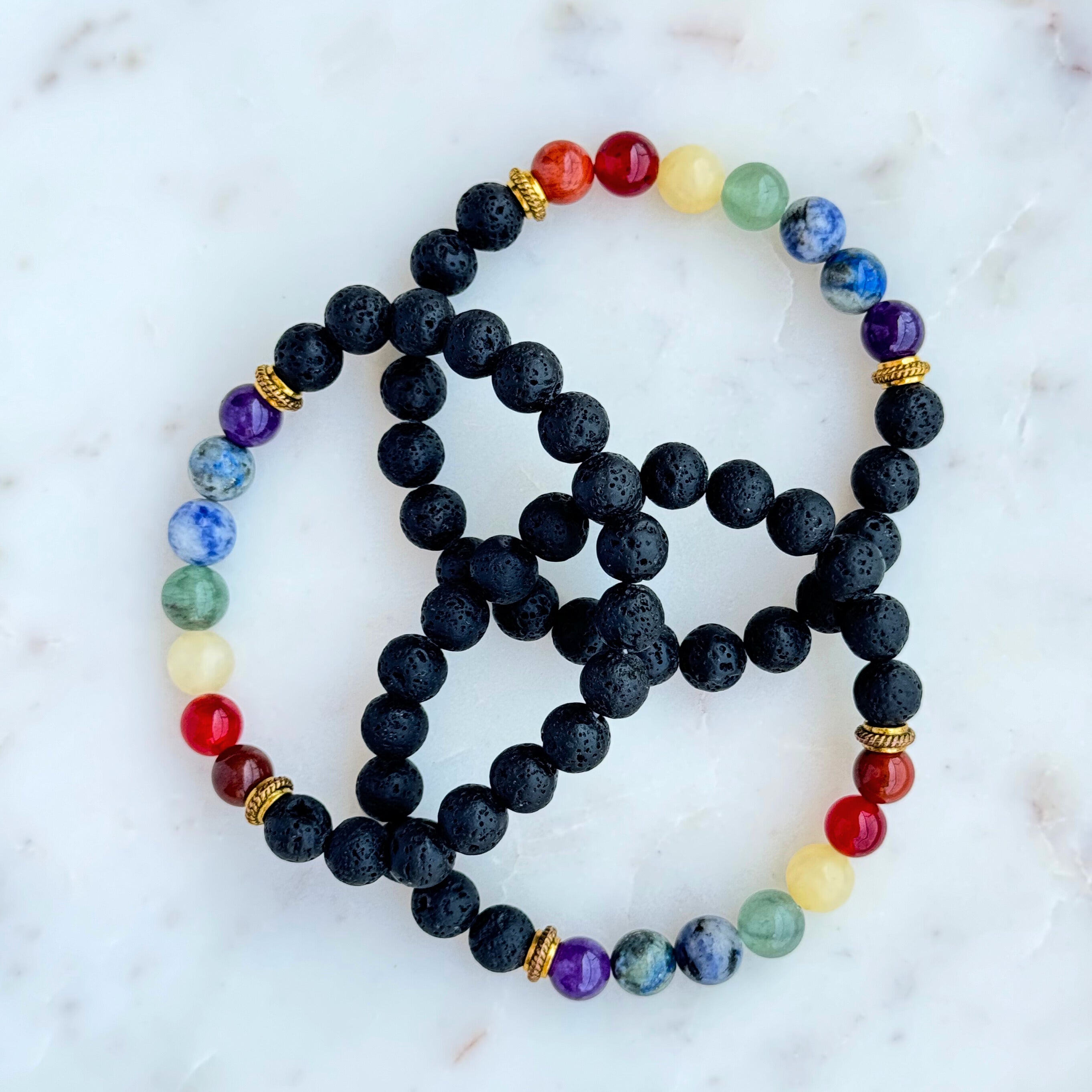 Seven Chakra Lava Bracelet - HappyRuH