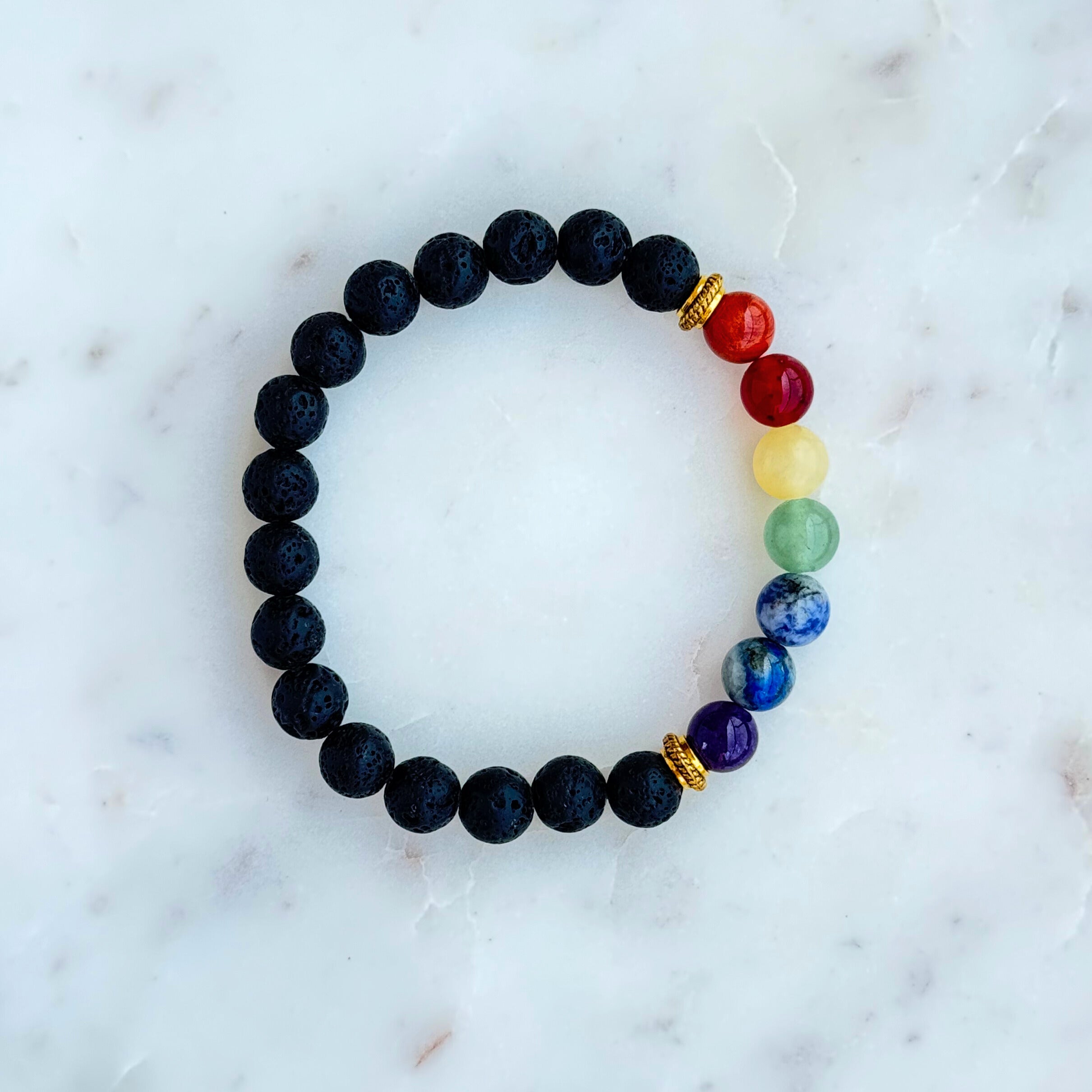 Seven Chakra Lava Bracelet - HappyRuH