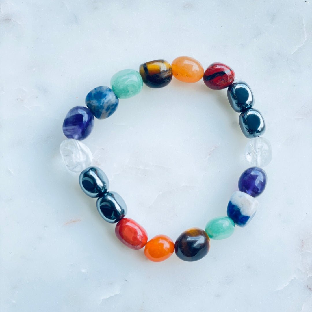 Seven Chakra Tumbled Bracelet - HappyRuH