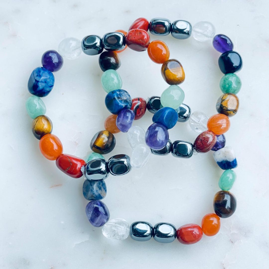 Seven Chakra Tumbled Bracelet - HappyRuH