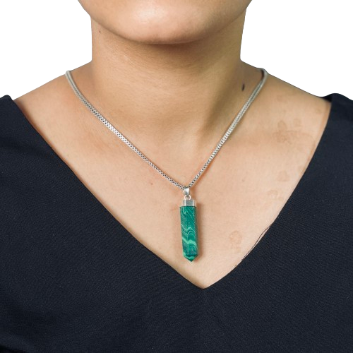 Silver Pendant - Malachite